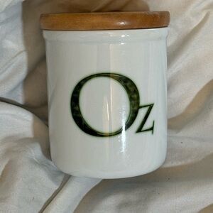 White Ceramic Jar with Wooden Lid - OZ decor - Wizard of Oz 5in Trinket Cup